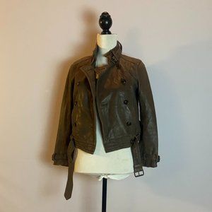 Brown Leather bomber jacket